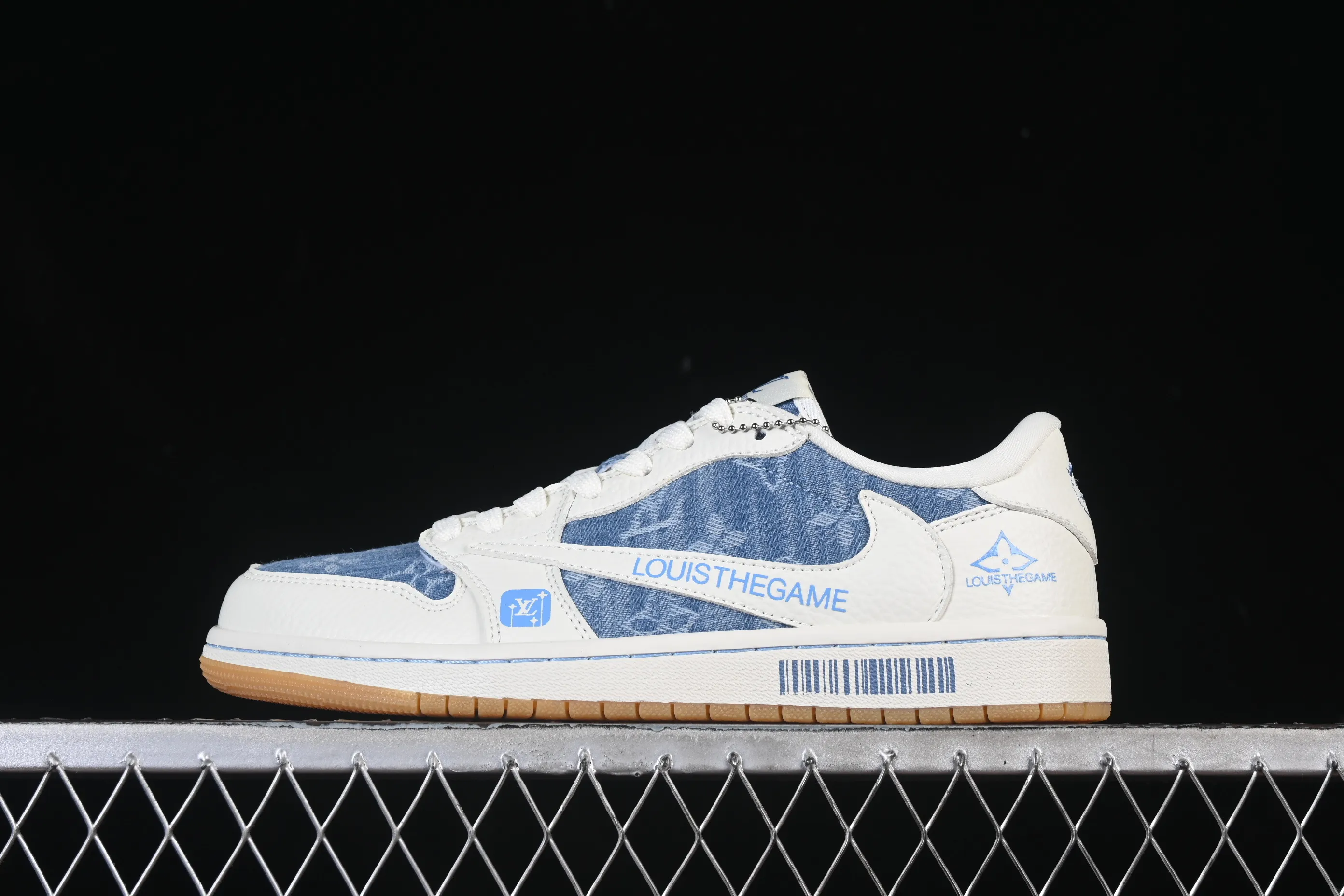 All categories Air Jordan Jordan series basketball shoes Air Jordan 1 Low High-end customized low-top sneakers Travis Scott x Fragment Design x Air Jordan 1 Low OG SP AJ1 Joe 1 LV joint white and blue denim low-top cultural casual sneakers SC0601-053